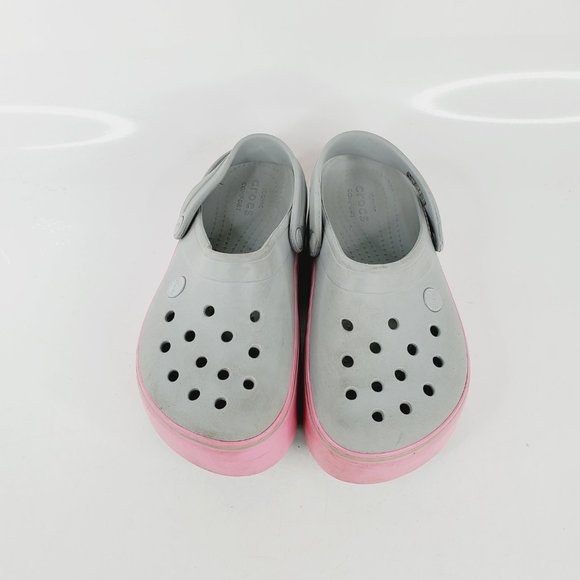 Crocs Women's Gray Pink Crockband Platform Slip On Casual Clogs Size 5 - Picture 4 of 7